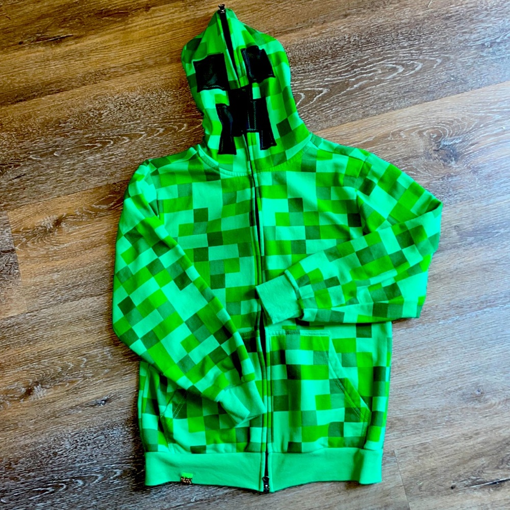 MAD Engine Minecraft Creeper Face Hooded Sweatshirt Large